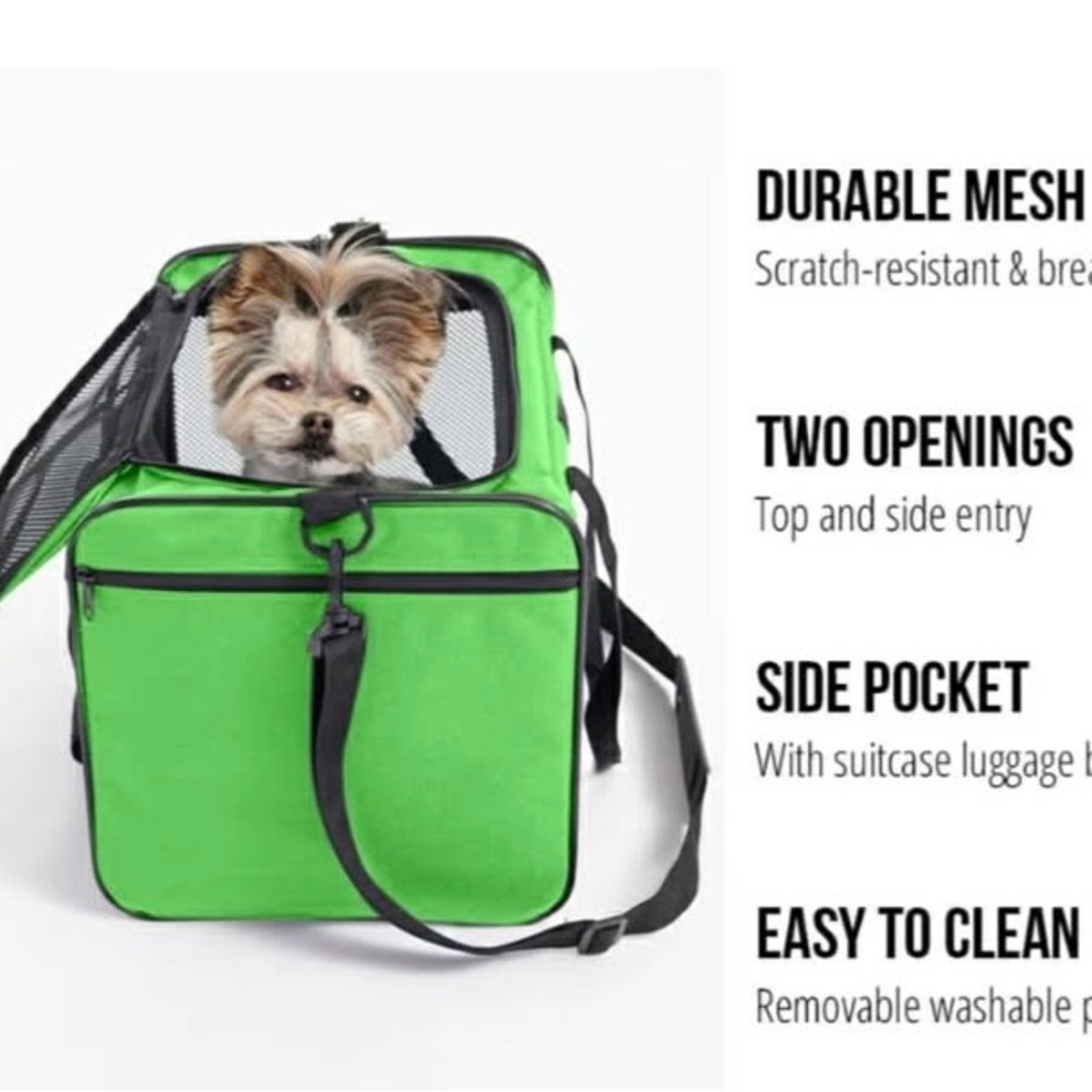 Green and Black Cat Travel Carrier - Picture 3 of 11